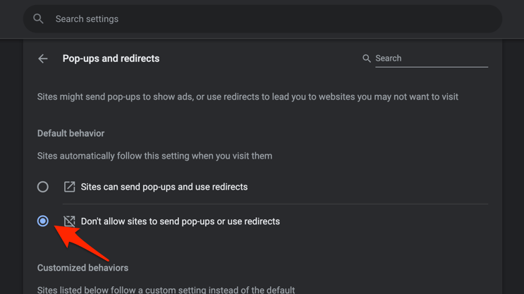 do_not_allow_sites_to_send_pop-ups_and_use_redirects_on_chrome_browser